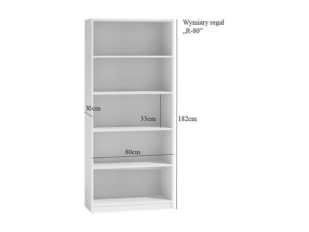 Regał Onyx R80 | Dąb Sonoma |  80x30x182 cm| Regał na Książki