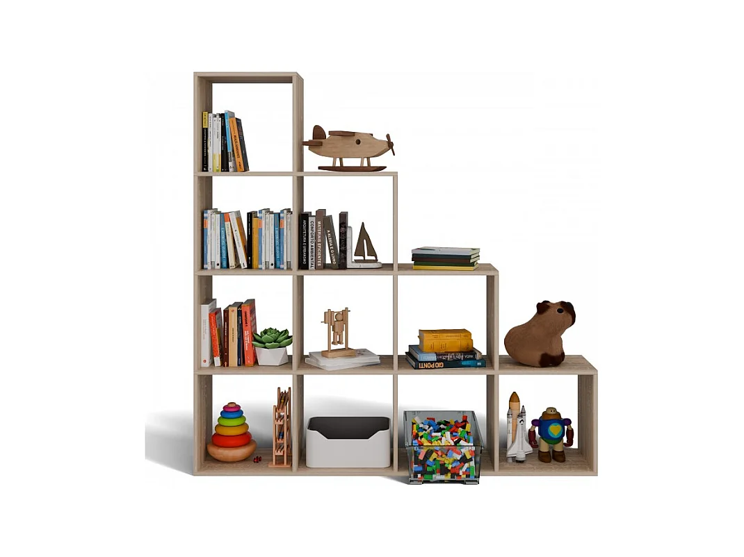 Regał Step 4X4 RS-40 | Dąb Sonoma | 153x30x153 cm | Regal Komorowy