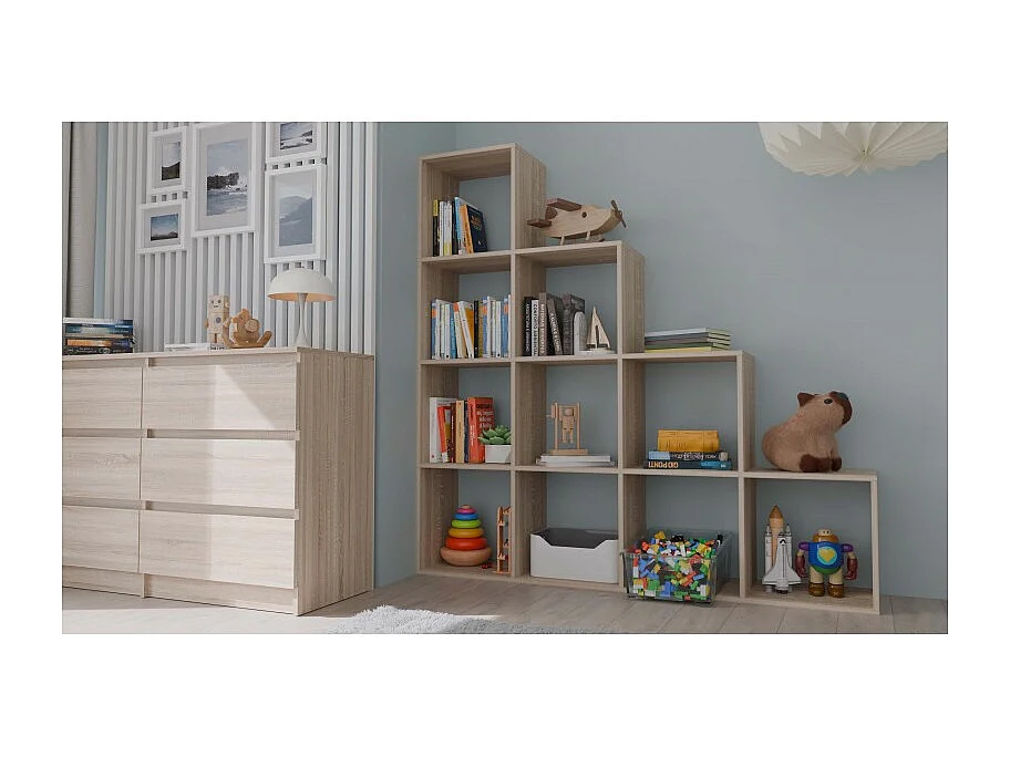 Regał Step 4X4 RS-40 | Dąb Sonoma | 153x30x153 cm | Regal Komorowy