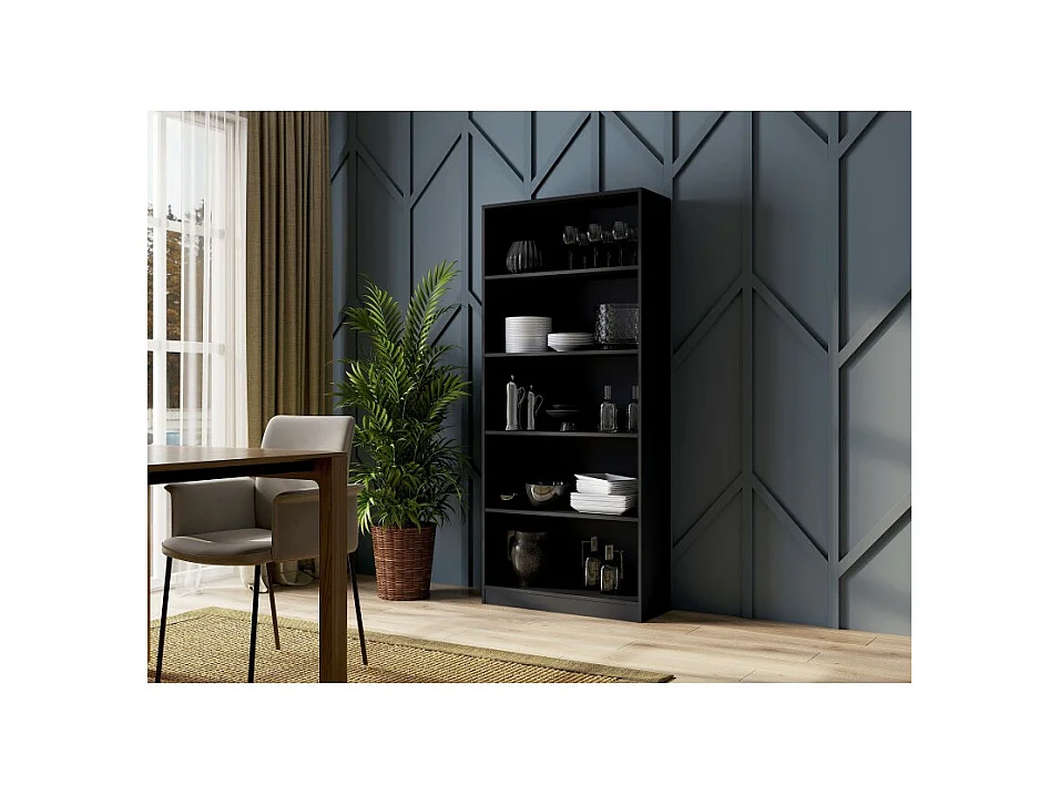 Regał Onyx R80  | Czarny | 80x30x182 cm | Regał na Książki