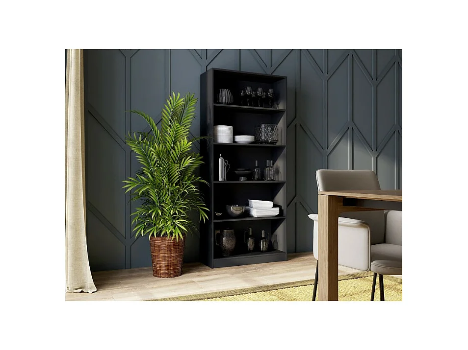 Regał Onyx R80  | Czarny | 80x30x182 cm | Regał na Książki