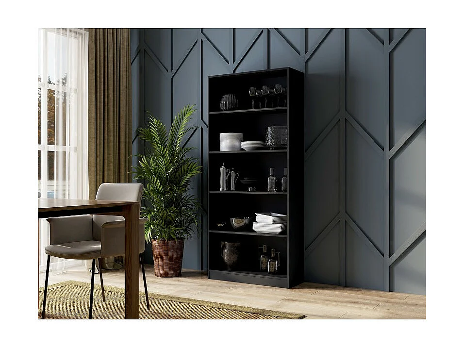 Regał Onyx R80  | Czarny | 80x30x182 cm | Regał na Książki