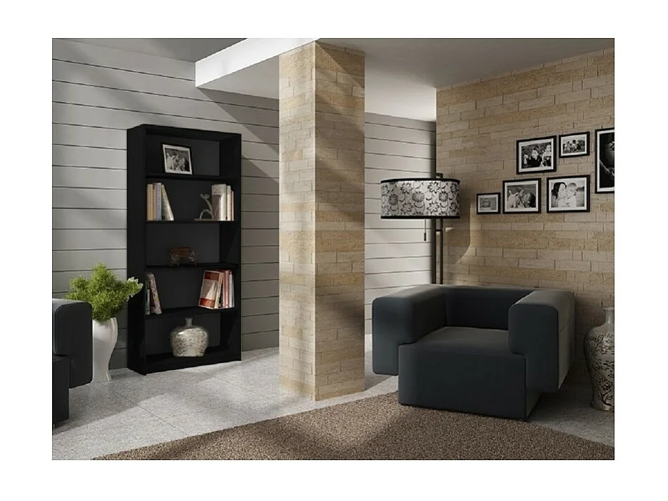 Regał Onyx R80  | Czarny | 80x30x182 cm | Regał na Książki