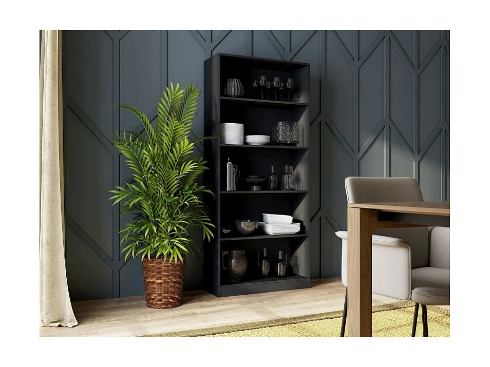 Regał Onyx R80  | Czarny | 80x30x182 cm | Regał na Książki