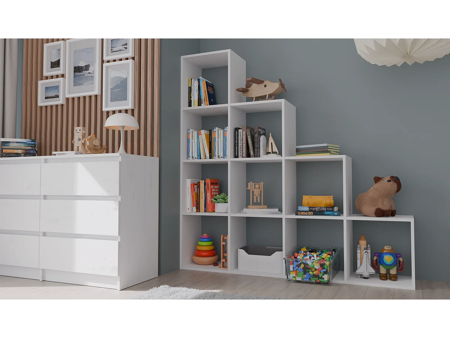 Regał Step 4X4 RS-40 | Biały | 153x30x153 cm | Regal Komorowy