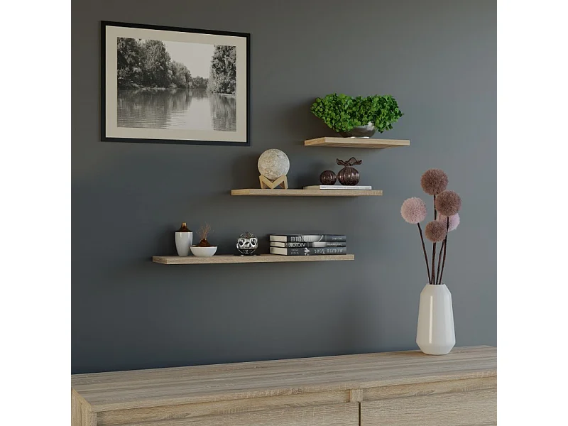 Półki wiszące Tobi 3P |  Dąb Sonoma |60x15x1.6 | Komplet 3 Półek