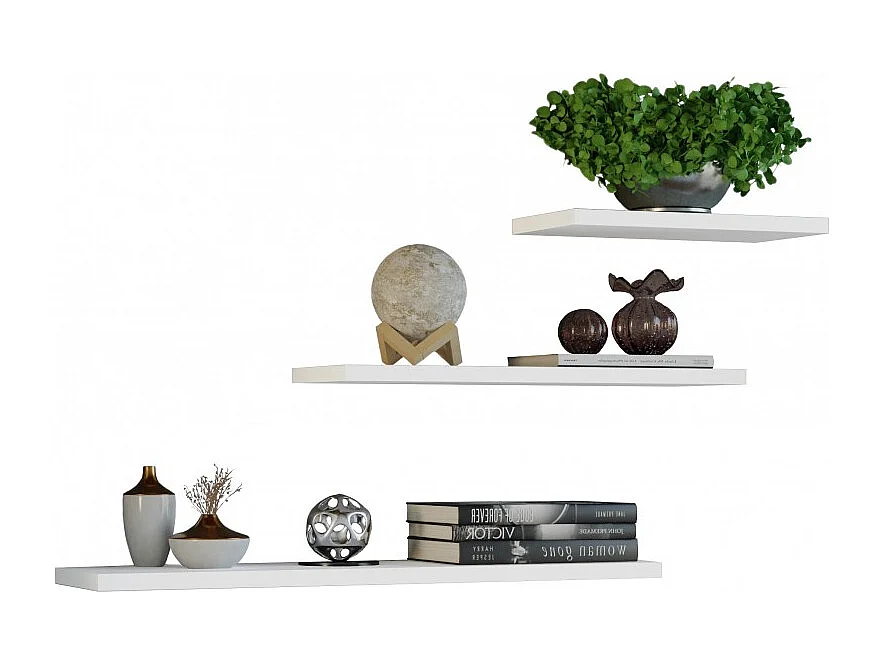 Półki wiszące Tobi 3P |  Białe | 60x15x1.6 | Komplet 3 Półek