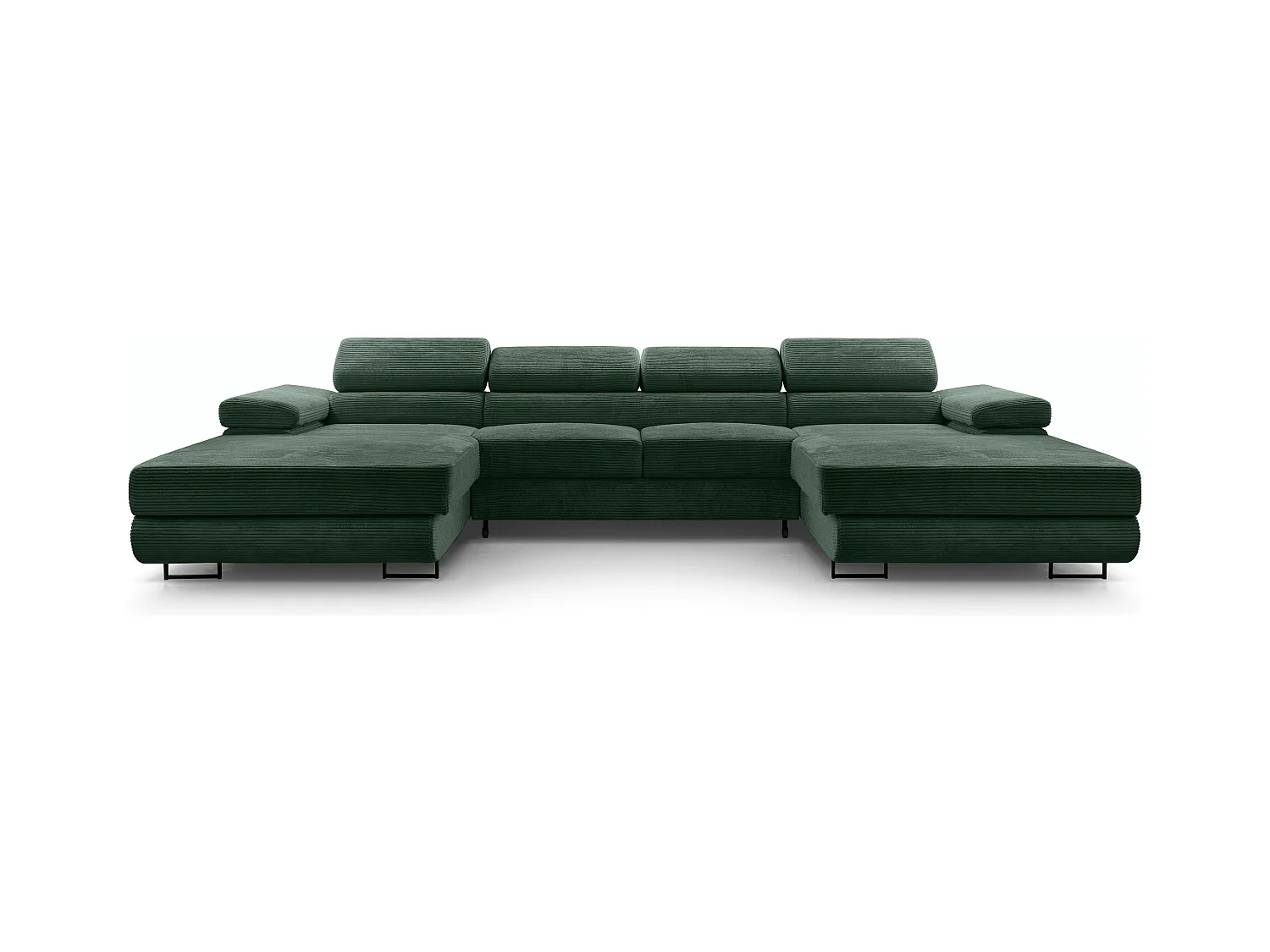 AX LIVING Sofa U Form mit Schlaffunktion Arborio U 352cm in Dunkelgrün