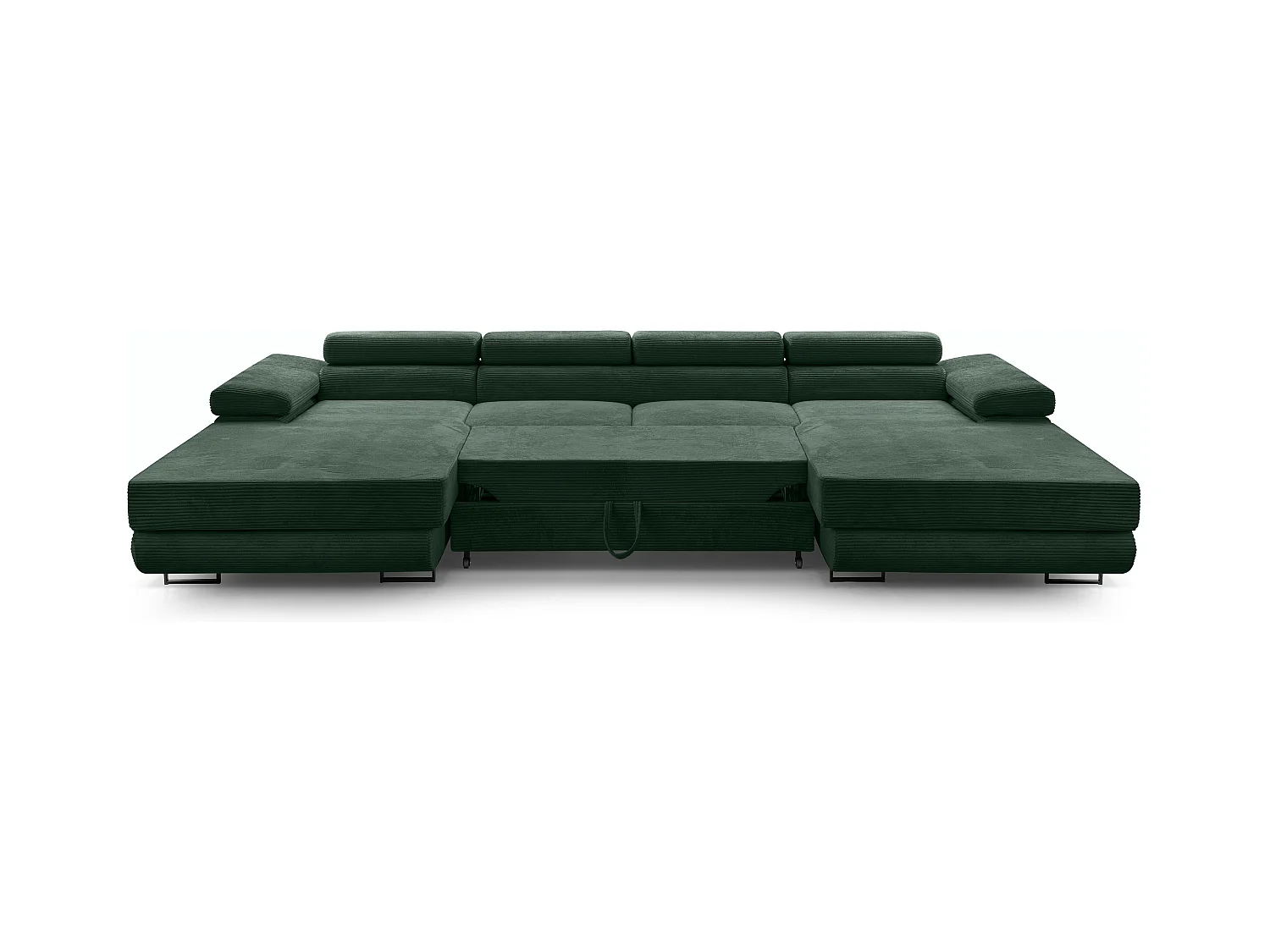 AX LIVING Sofa U Form mit Schlaffunktion Arborio U 352cm in Dunkelgrün