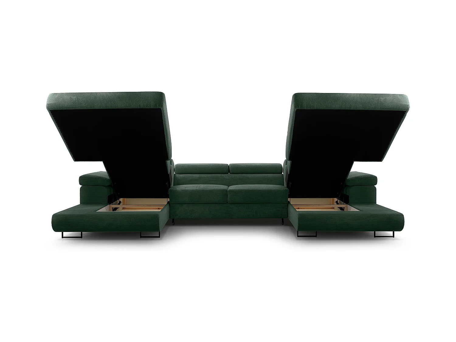AX LIVING Sofa U Form mit Schlaffunktion Arborio U 352cm in Dunkelgrün