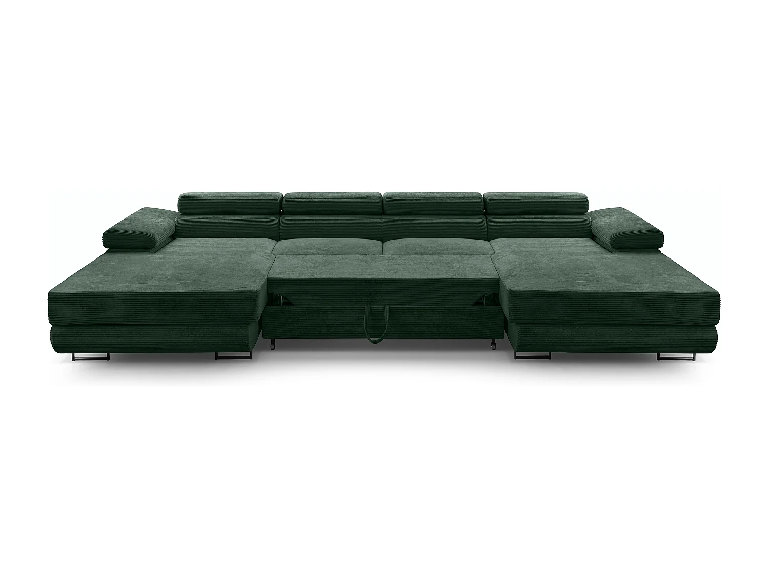 AX LIVING Arborio donkergroene hoekbank – 352 cm met slaapfunctie