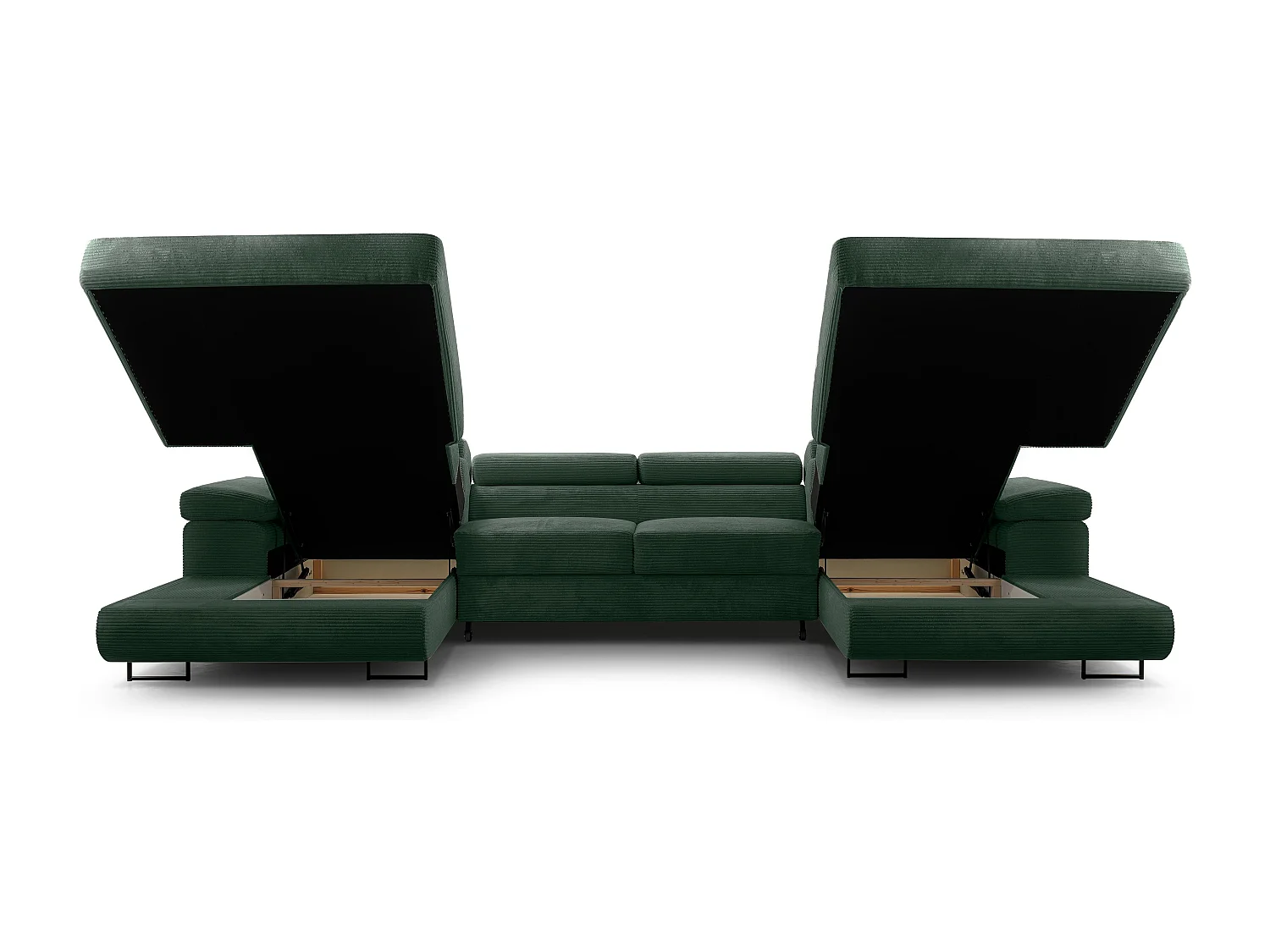 AX LIVING Arborio donkergroene hoekbank – 352 cm met slaapfunctie