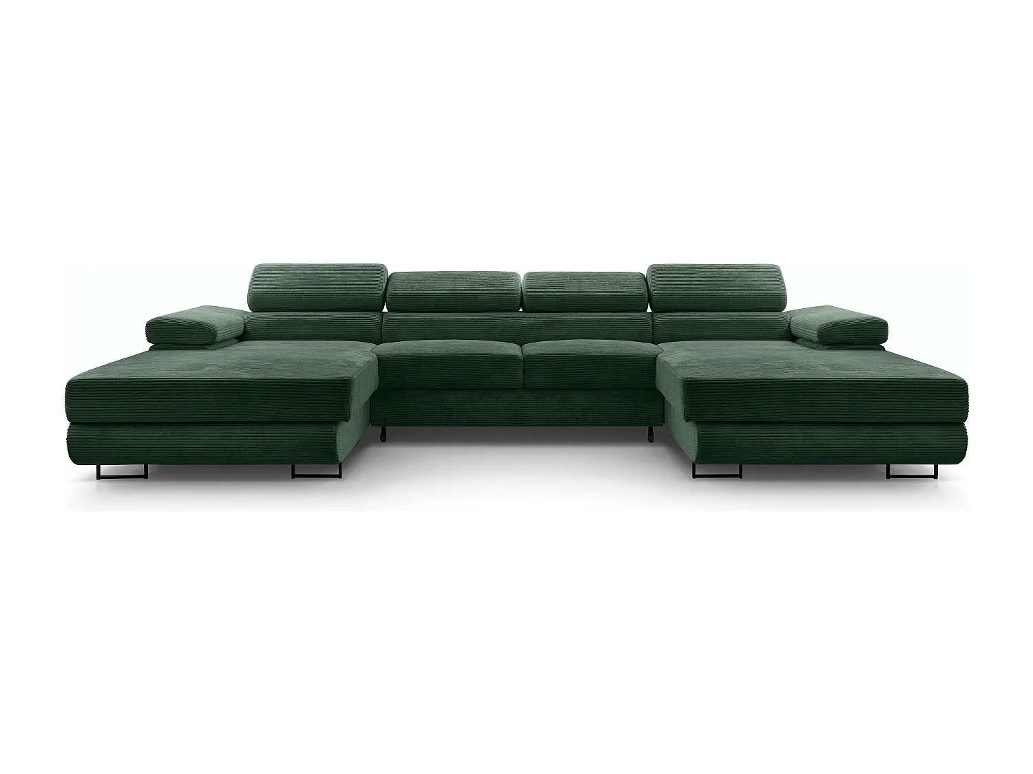 AX LIVING Canapé en U avec fonction lit – Arborio U 352 cm vert foncé