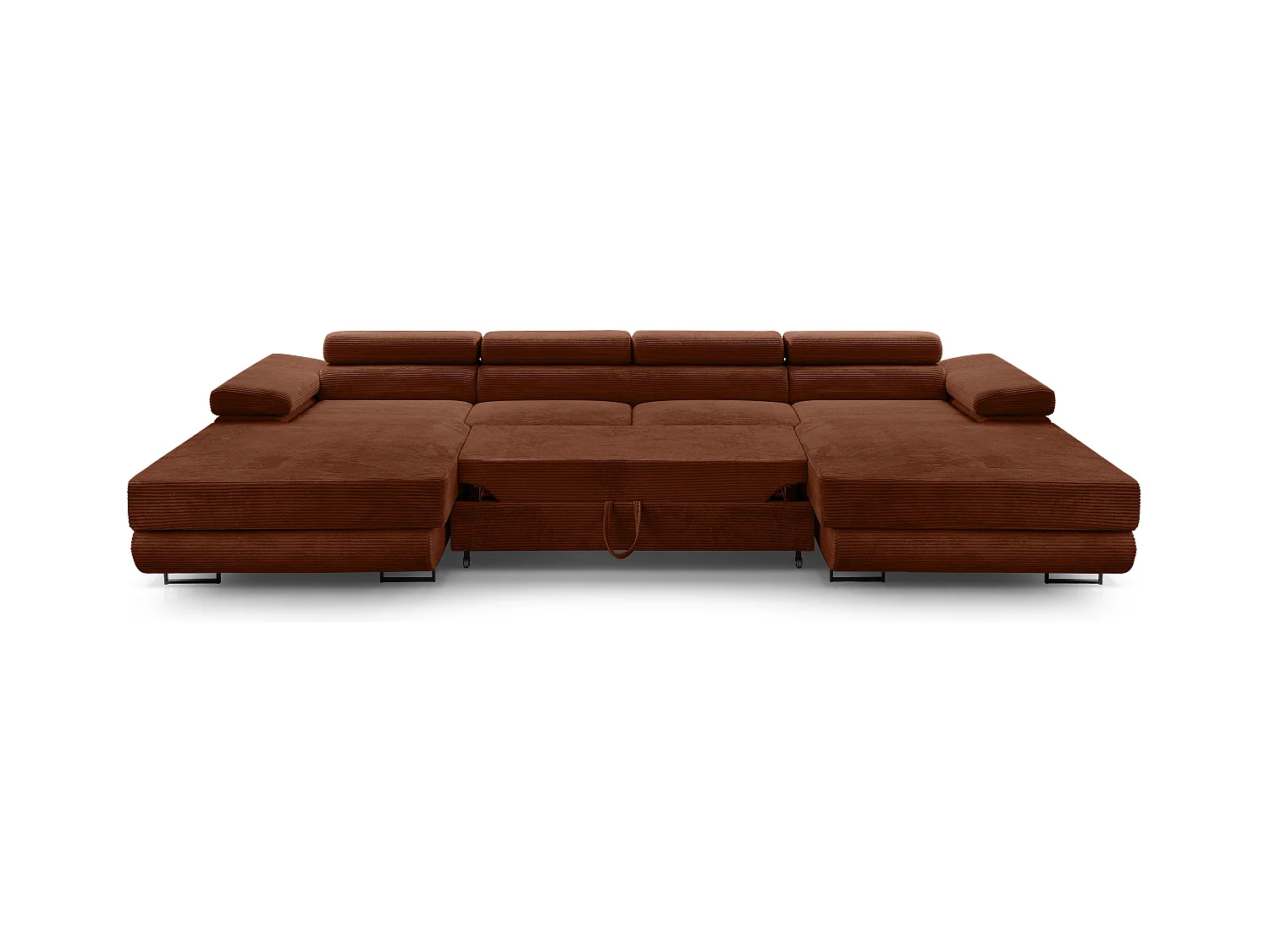 AX LIVING Sofa U Form mit Schlaffunktion Arborio U 352 cm in Ziegelrot