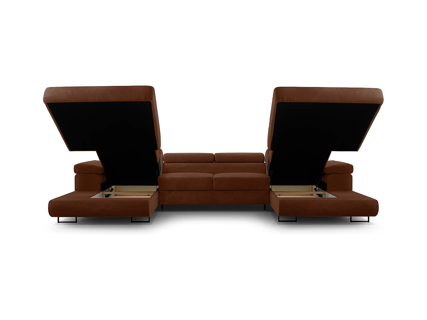 AX LIVING Sofa U Form mit Schlaffunktion Arborio U 352 cm in Ziegelrot