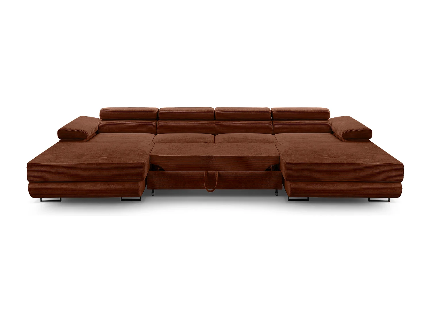 AX LIVING Arborio baksteenrode hoekbank – 352 cm met slaapfunctie