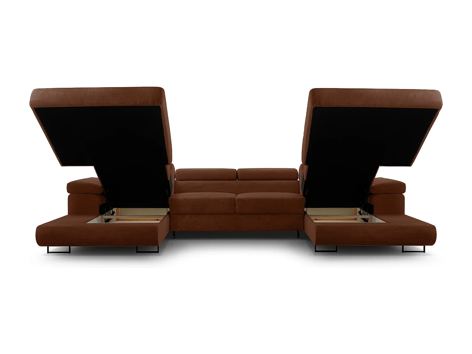 AX LIVING Arborio baksteenrode hoekbank – 352 cm met slaapfunctie