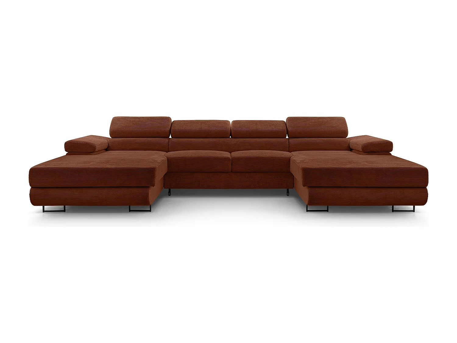 AX LIVING Canapé en U avec fonction lit – Arborio U 352cm rouge brique