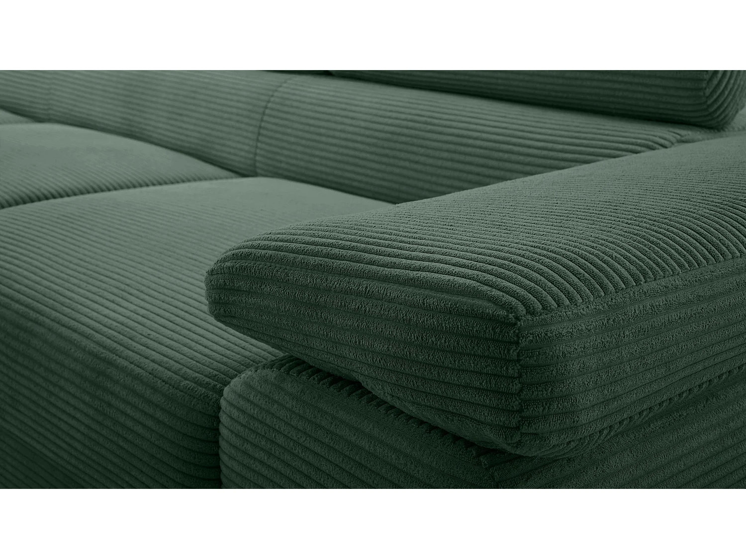 AX LIVING Canapé d’angle en velours côtelé Arborio 280 cm vert foncé G