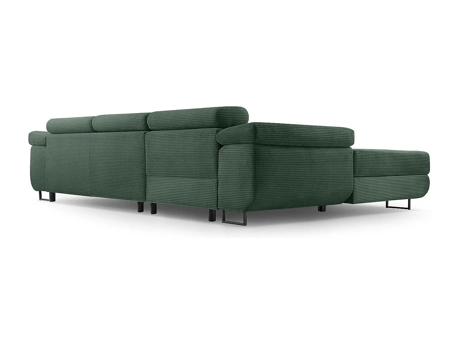 AX LIVING Canapé d’angle en velours côtelé Arborio 280 cm vert foncé G