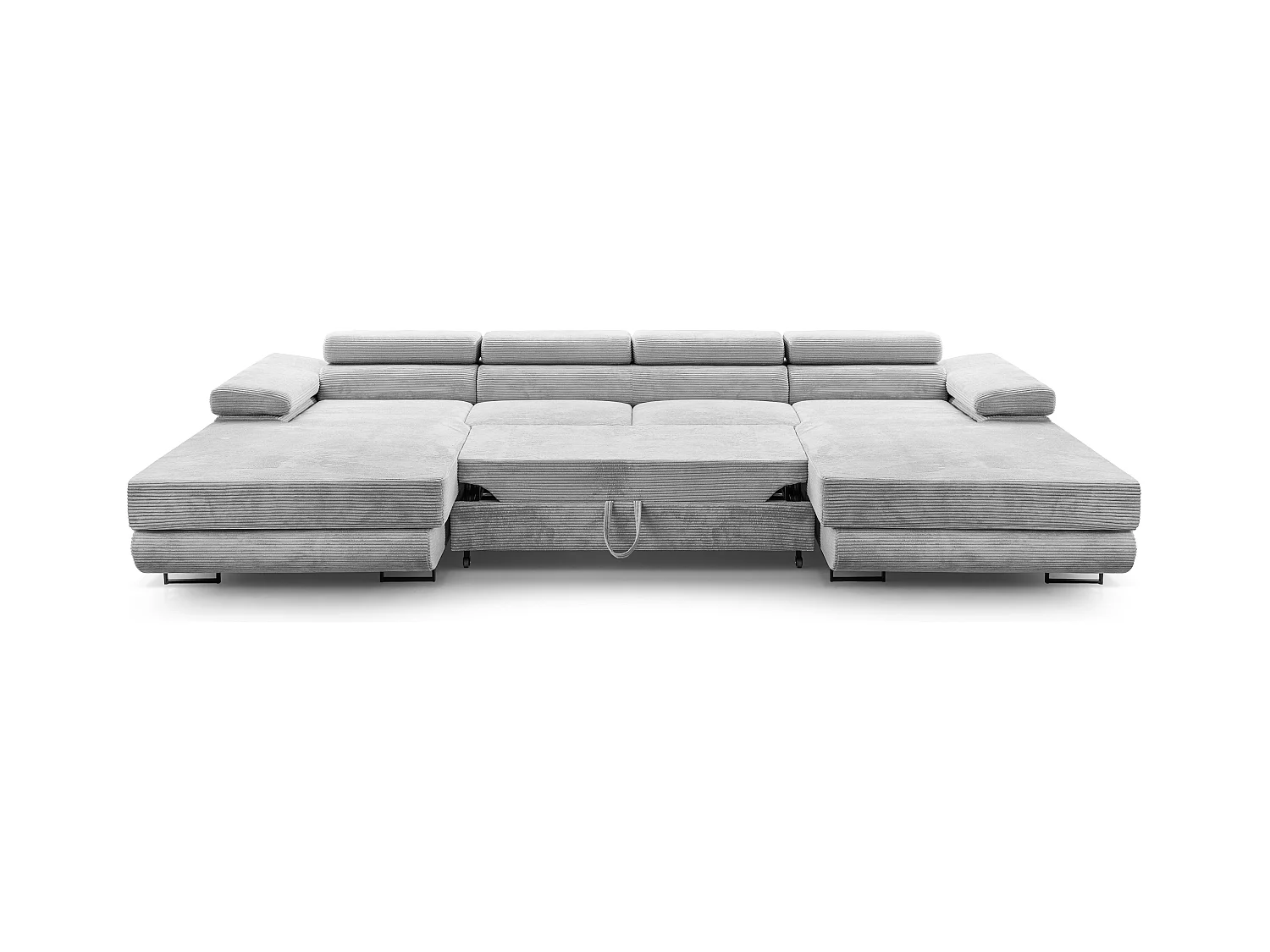 AX LIVING Hellgrau Sofa U Form mit Schlaffunktion – Arborio U 352 cm