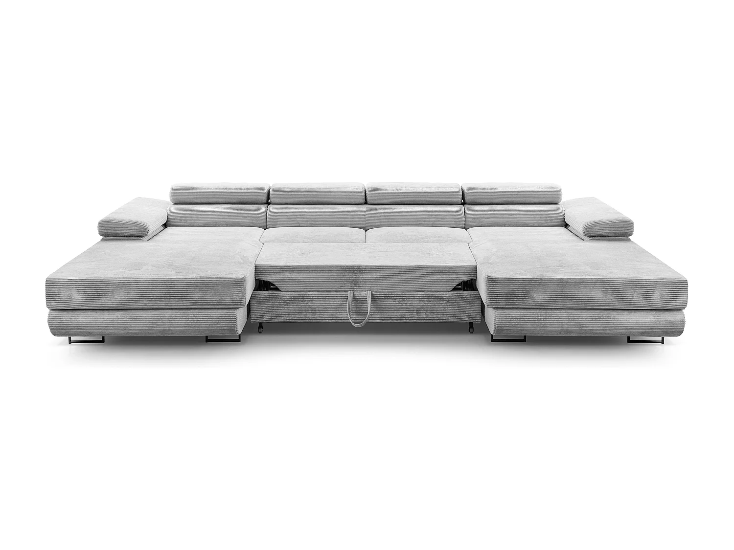 AX LIVING Hellgrau Sofa U Form mit Schlaffunktion – Arborio U 352 cm
