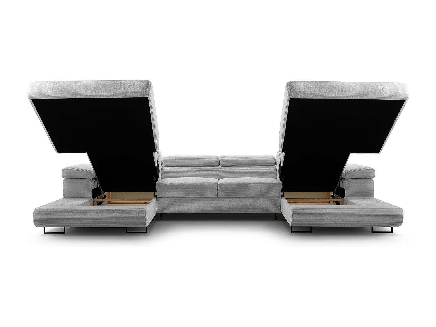 AX LIVING Hellgrau Sofa U Form mit Schlaffunktion – Arborio U 352 cm