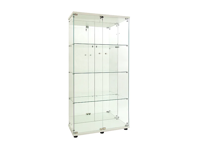 Vitrine en verre 163.9 x 36.49 x 80.49 cm,avec étagères et éclairage LED, armoire de curiosités à double porte