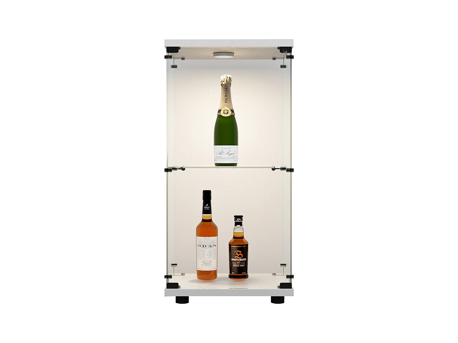 Vitrine de vidro de parede dupla 40*86*36,5 cm, com trava anti-roubo e iluminação LED, branca