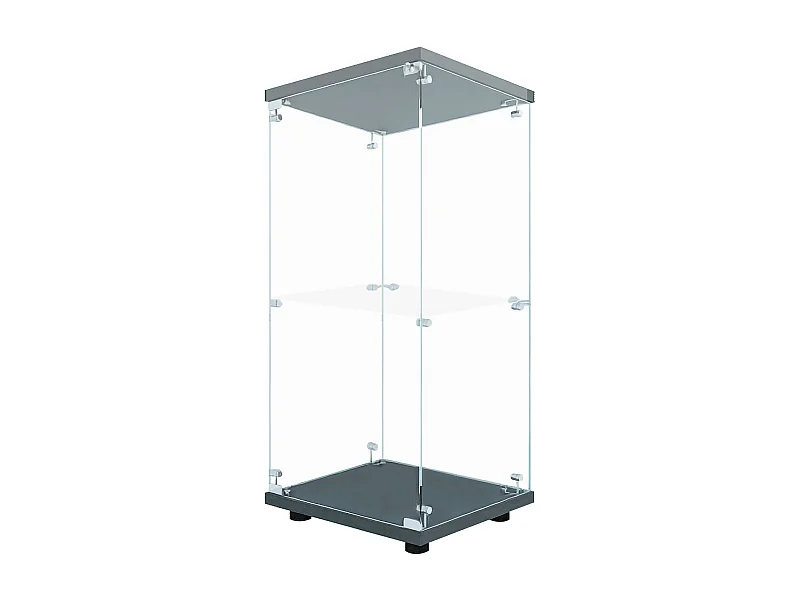 Vitrina de cristal de doble pared 40*86*36,5 cm, con cerradura antirrobo e iluminación LED, Color Negro