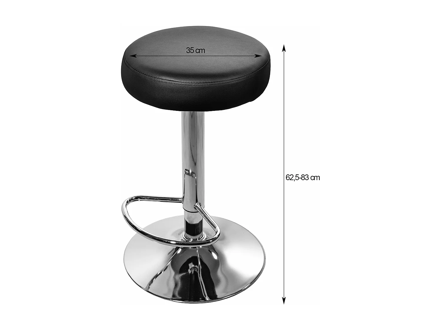 Tabouret ROJST - éco-cuir noir / base chromée