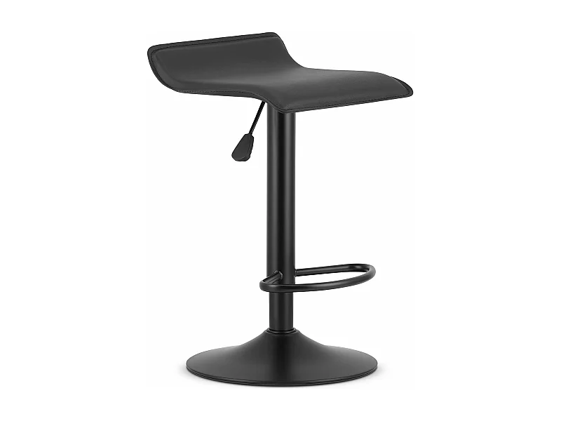 Tabouret FORT - éco-cuir noir / base noire