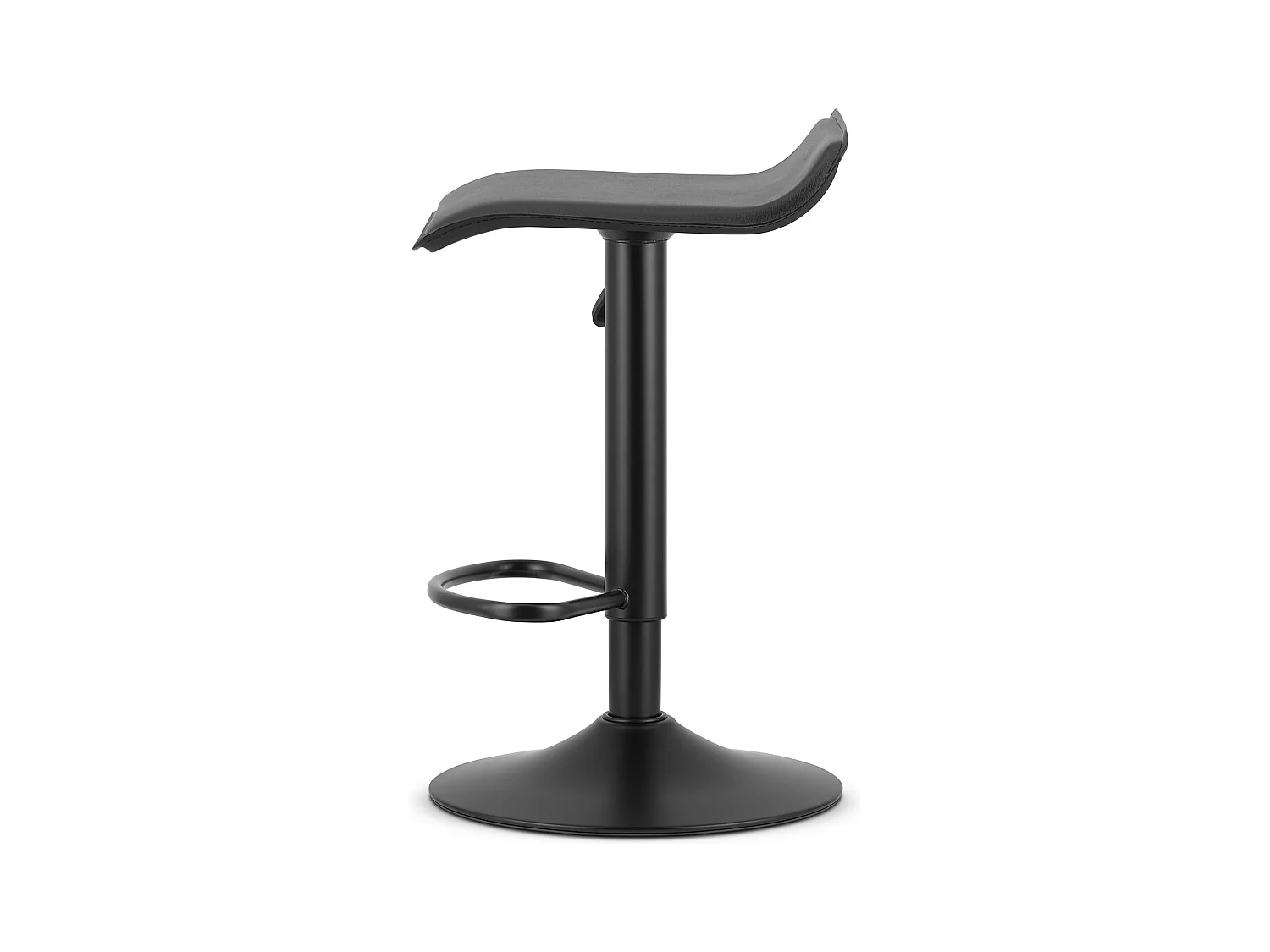 Tabouret FORT - éco-cuir noir / base noire