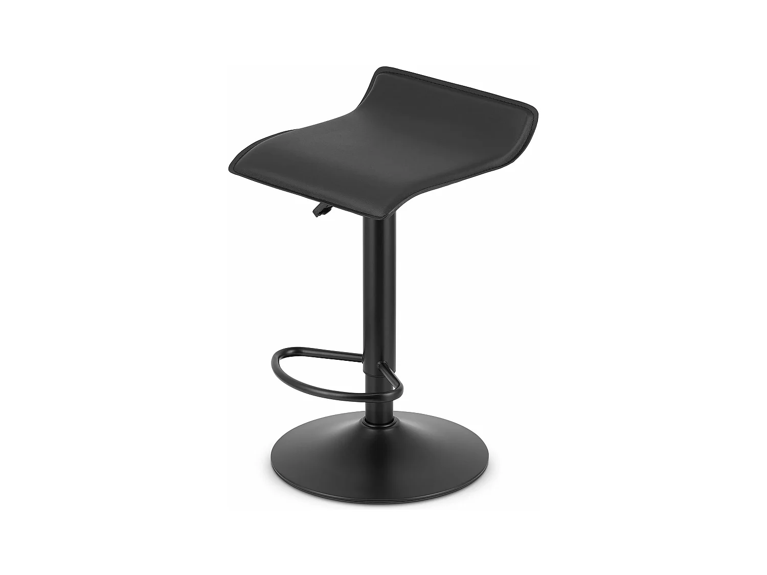 Tabouret FORT - éco-cuir noir / base noire