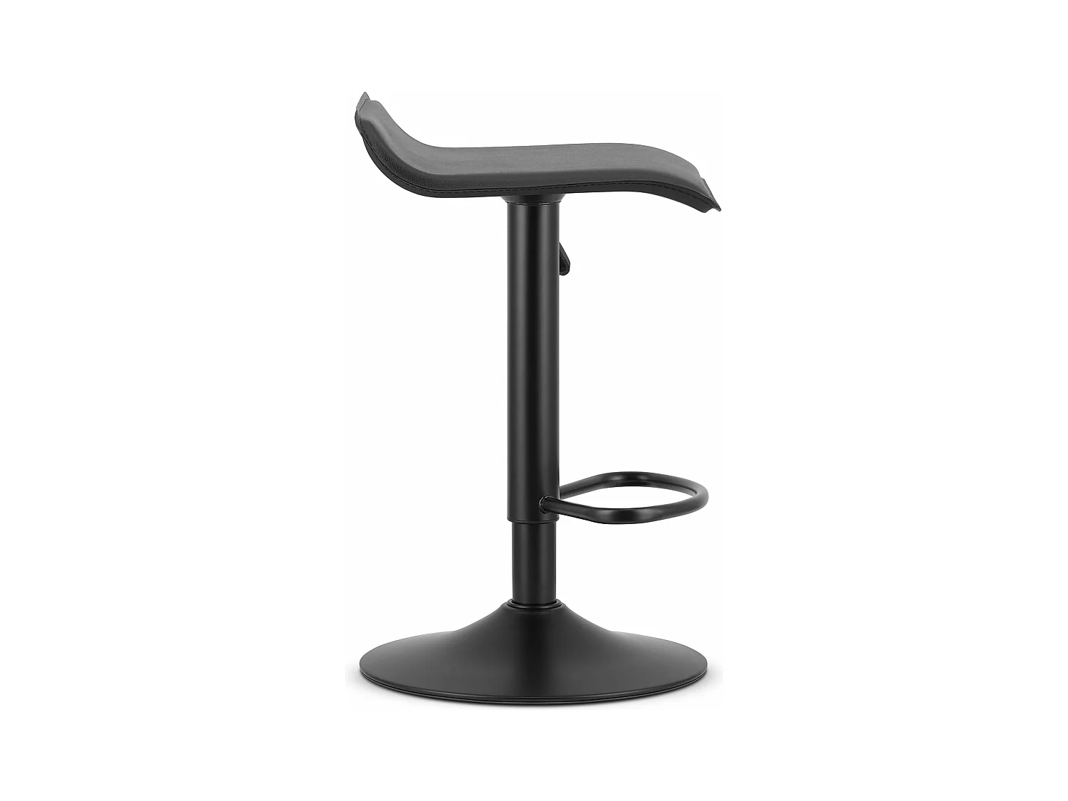 Tabouret FORT - éco-cuir noir / base noire