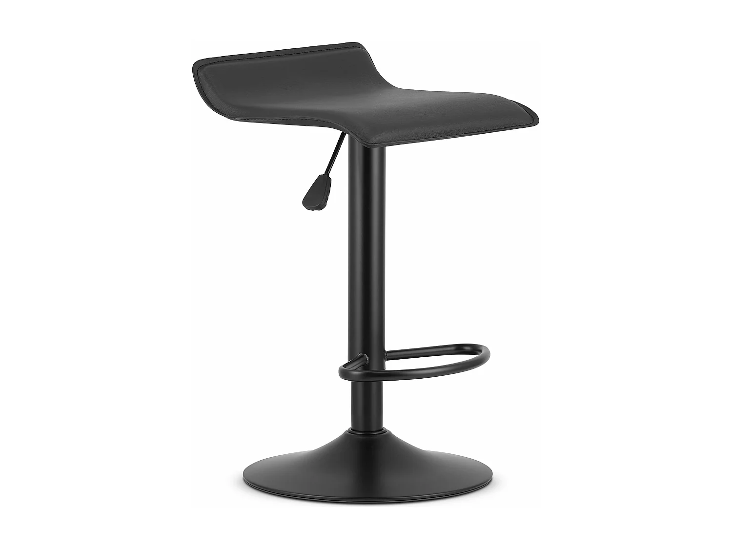 Tabouret FORT - éco-cuir noir / base noire