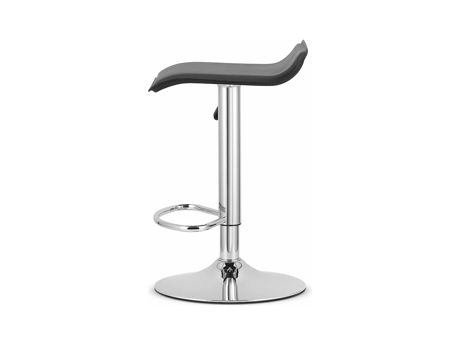 Tabouret FORT - éco-cuir noir / base chromée