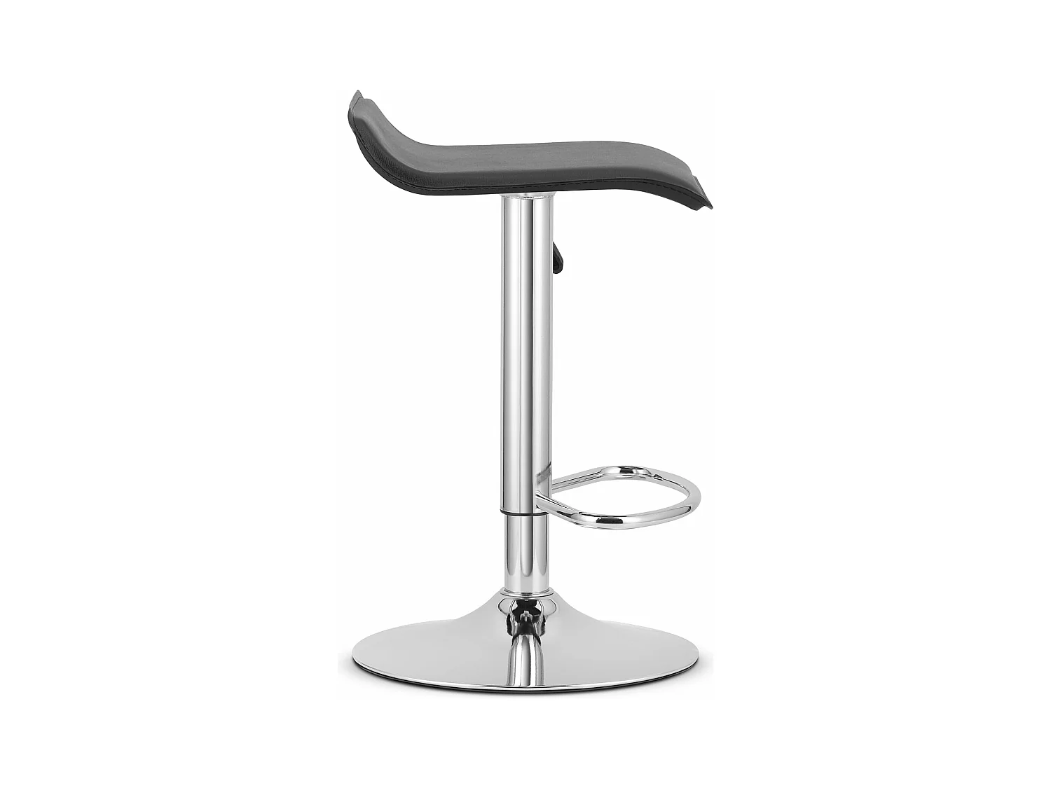 Tabouret FORT - éco-cuir noir / base chromée