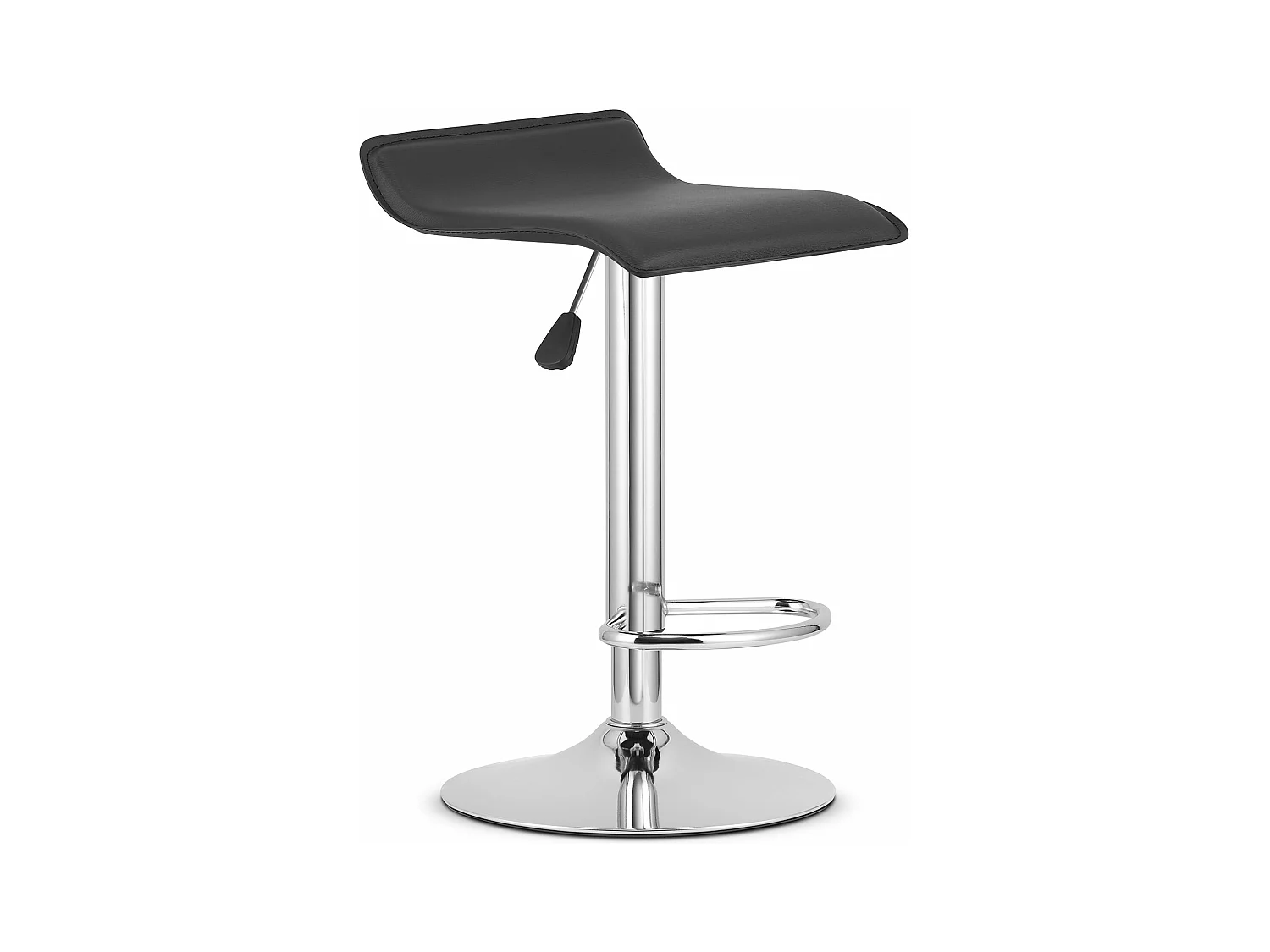 Tabouret FORT - éco-cuir noir / base chromée