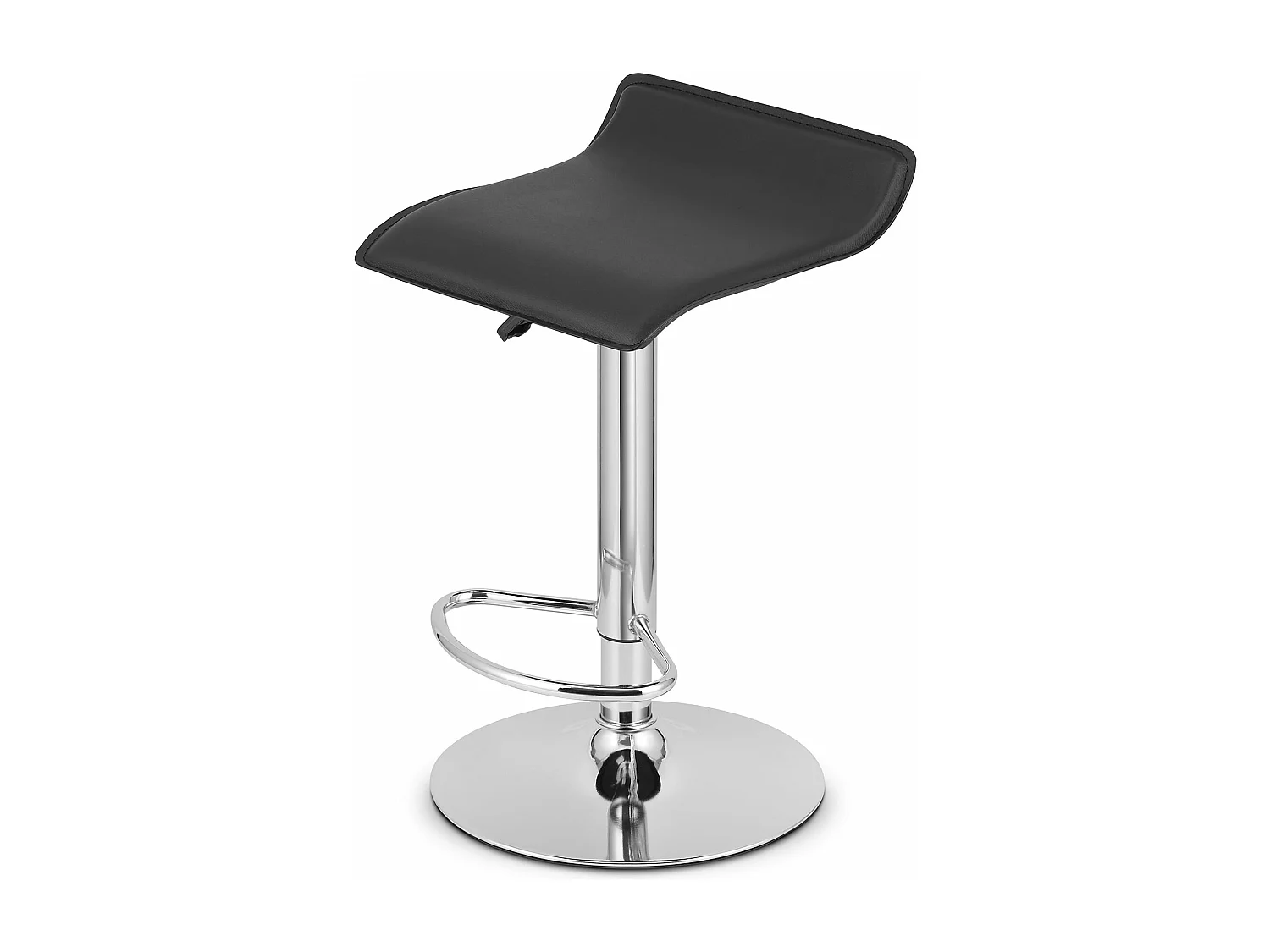 Tabouret FORT - éco-cuir noir / base chromée