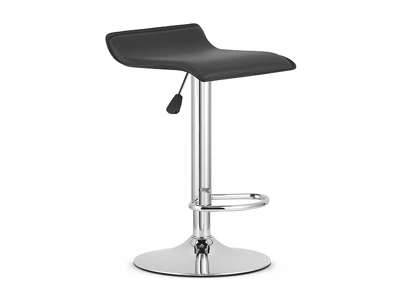 Tabouret FORT - éco-cuir noir / base chromée