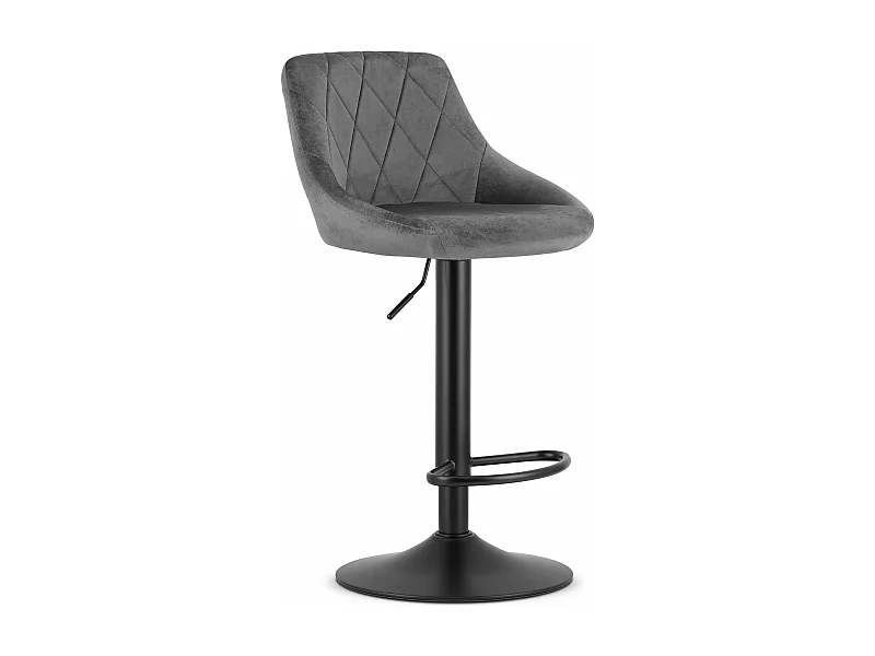 Tabouret KAST - velours gris / base noire