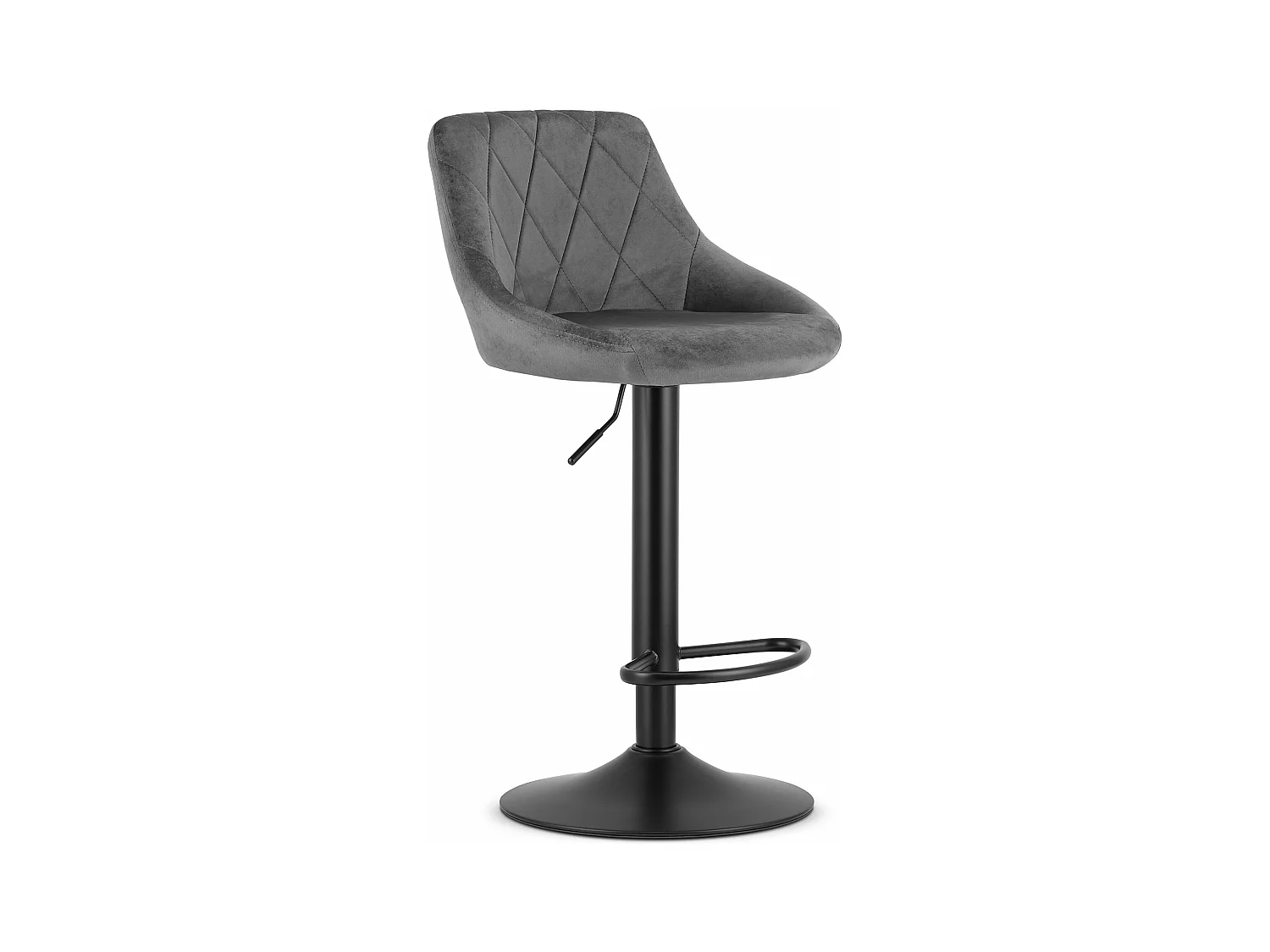 Tabouret KAST - velours gris / base noire