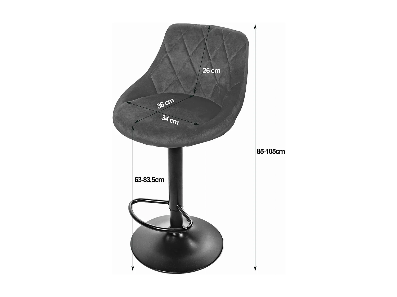 Tabouret KAST - velours bleu marine / base noire