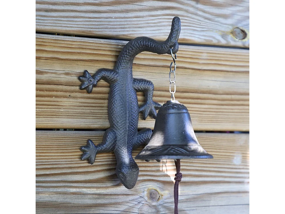 Cloche de jardin de porte ancienne salamandre fonte marron 12x23.5cm