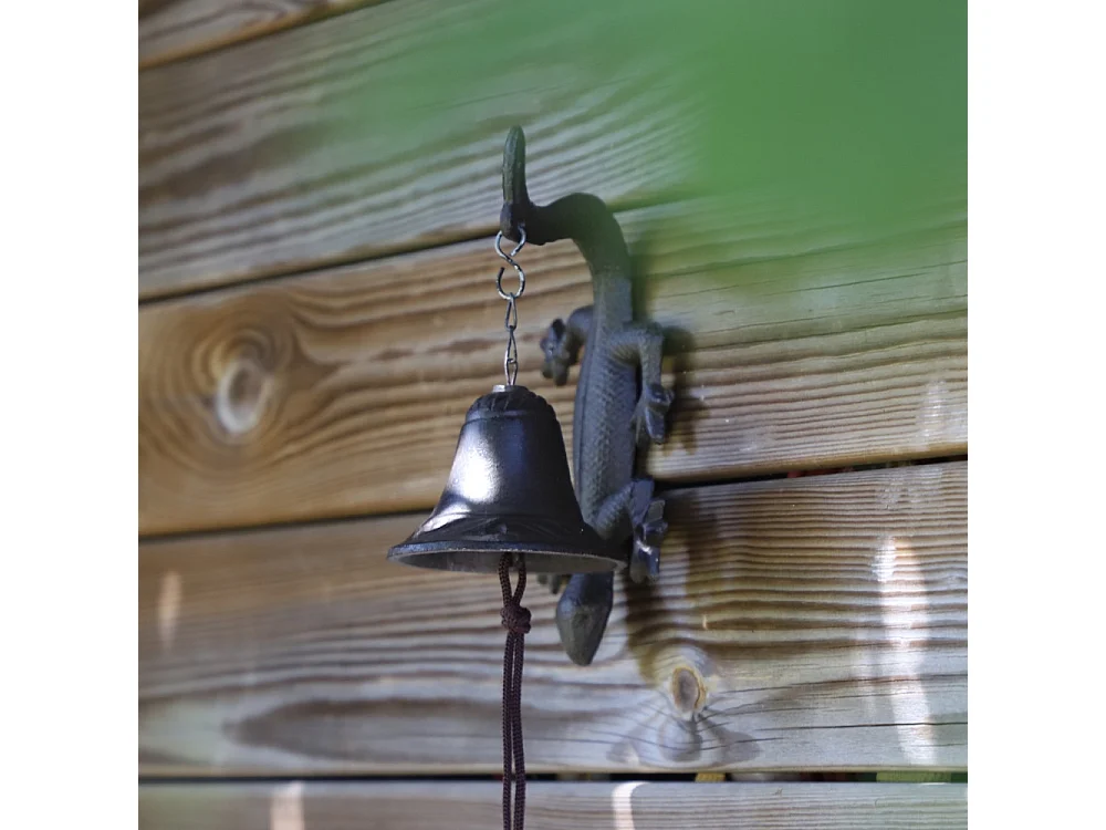 Cloche de jardin de porte ancienne salamandre fonte marron 12x23.5cm