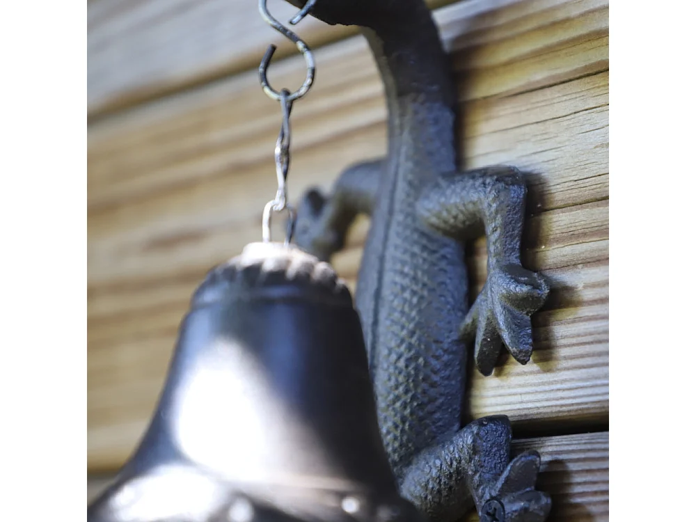 Cloche de jardin de porte ancienne salamandre fonte marron 12x23.5cm