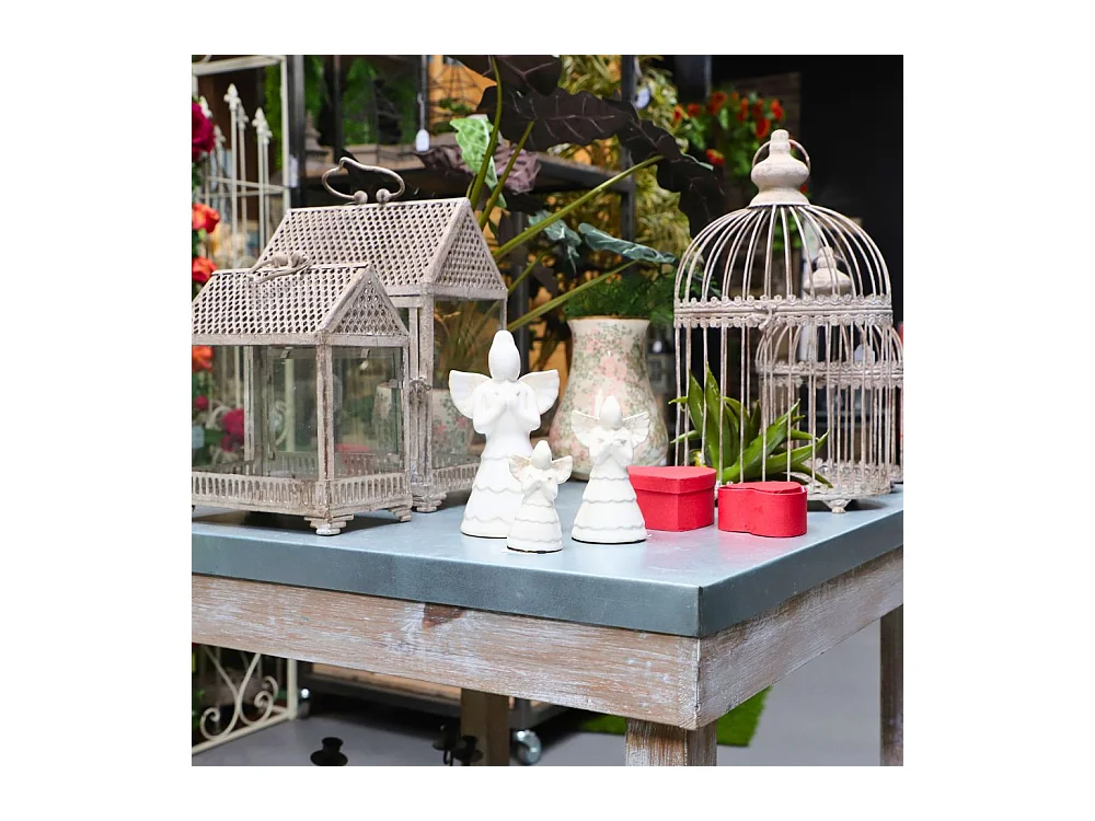 Statue statuette sculpture déco ange Noël céramique blanche 10cm