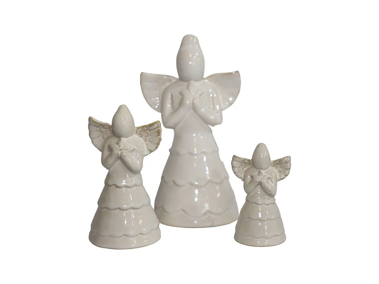 Statue statuette sculpture déco ange Noël céramique blanche 10cm