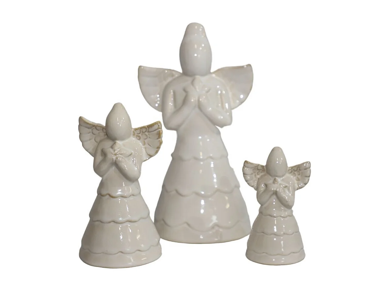 Statue statuette sculpture déco ange Noël céramique blanche 10cm